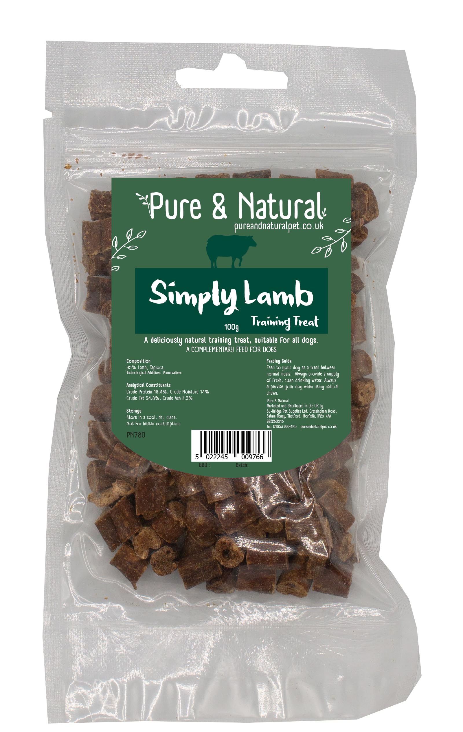 Pure & Natural Grain Free Dog Treats for Training - high value dog training treats Value Dog Training Treats | Healthy Dog Treats for Small Dogs to Large Breeds - Lamb, 100g