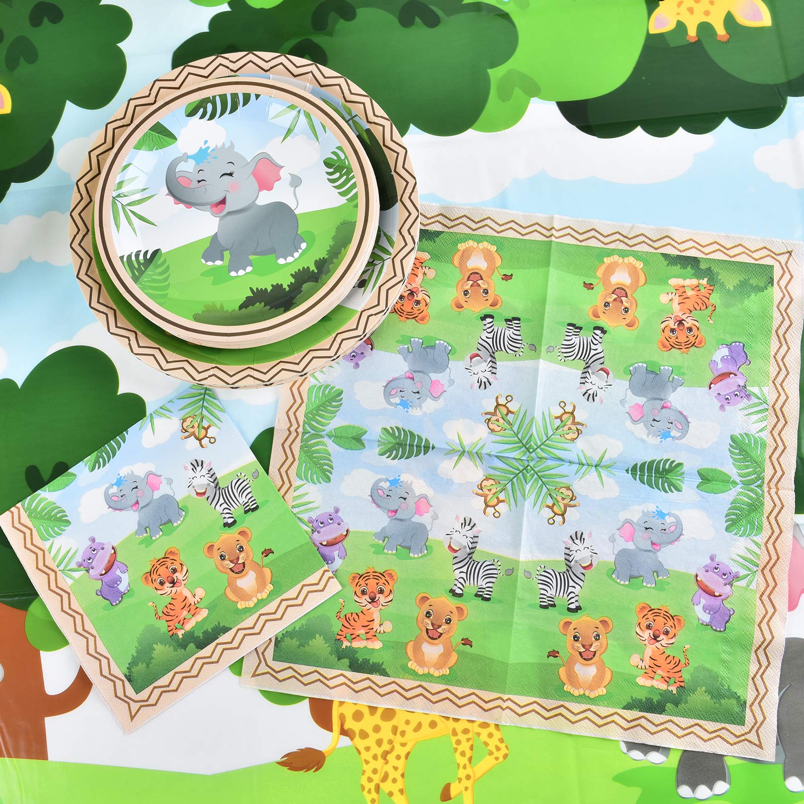 Buy WERNNSAI Jungle Safari Theme Party Supplies Set Zoo Animals Party