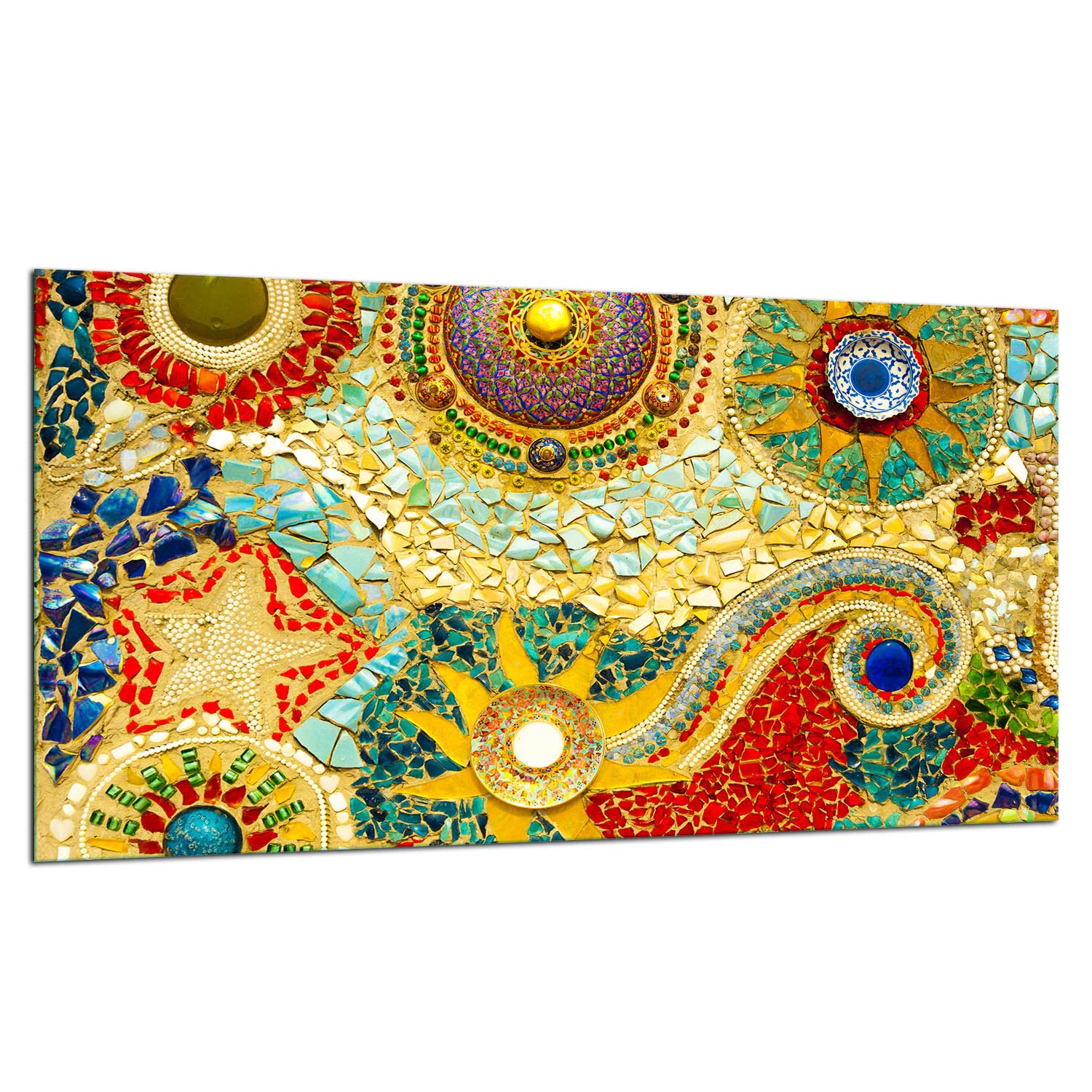 TMK | Herdabdeckplatte 90x52 cm Glas Ceranfeldabdeckung Induktion Herdschutz Spritzschutz Glasplatte Deko Schneidebrett, Mosaik