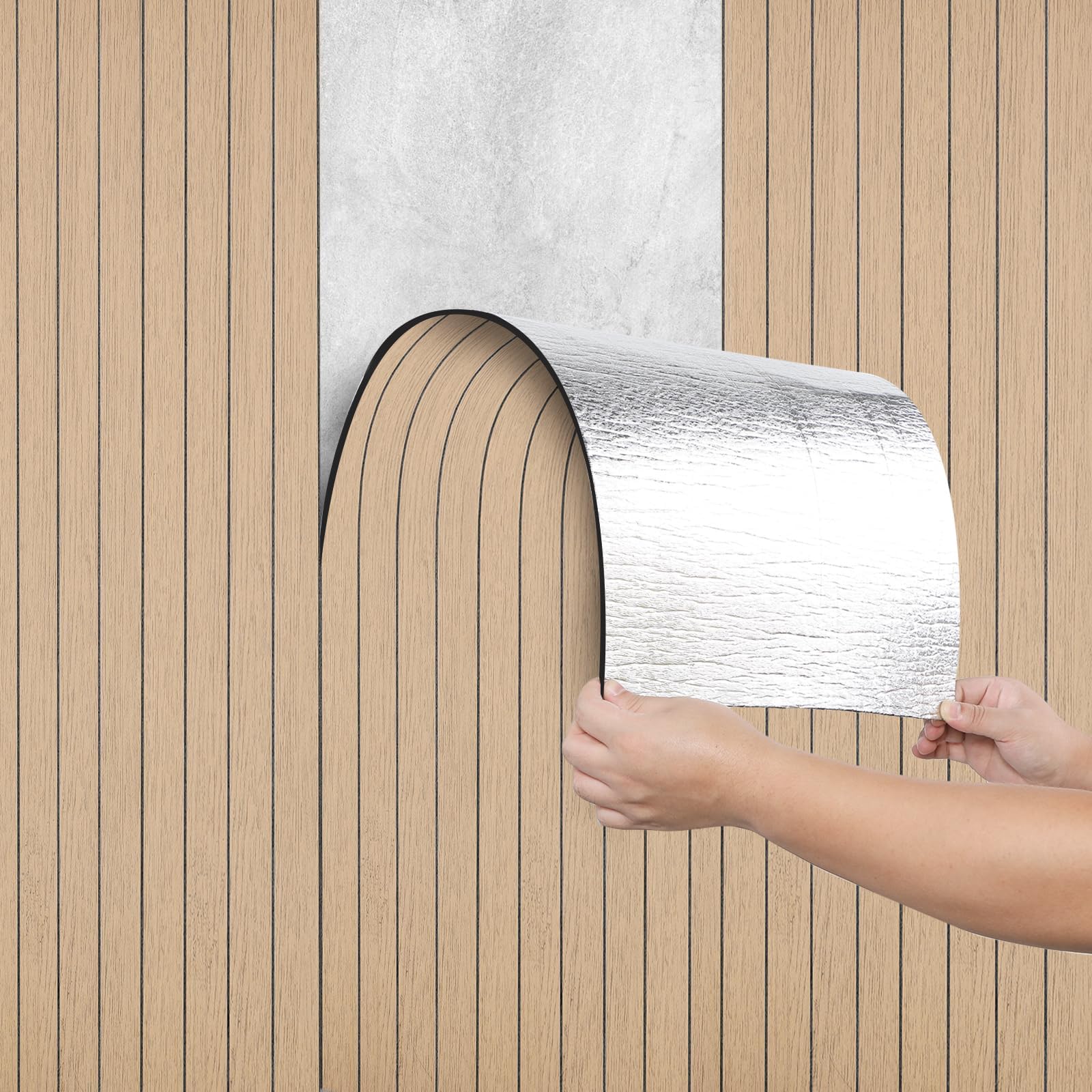 Camiraft Peel and Stick Wall Panels Self-Adhesive Wood Wall Panels Waterproof Insulating Wall Paper 3mm Thick Contact Paper for Kitchen,Living Room,Bedroom,Ceilings,Cabinets,Brown 40x300CM — image 1