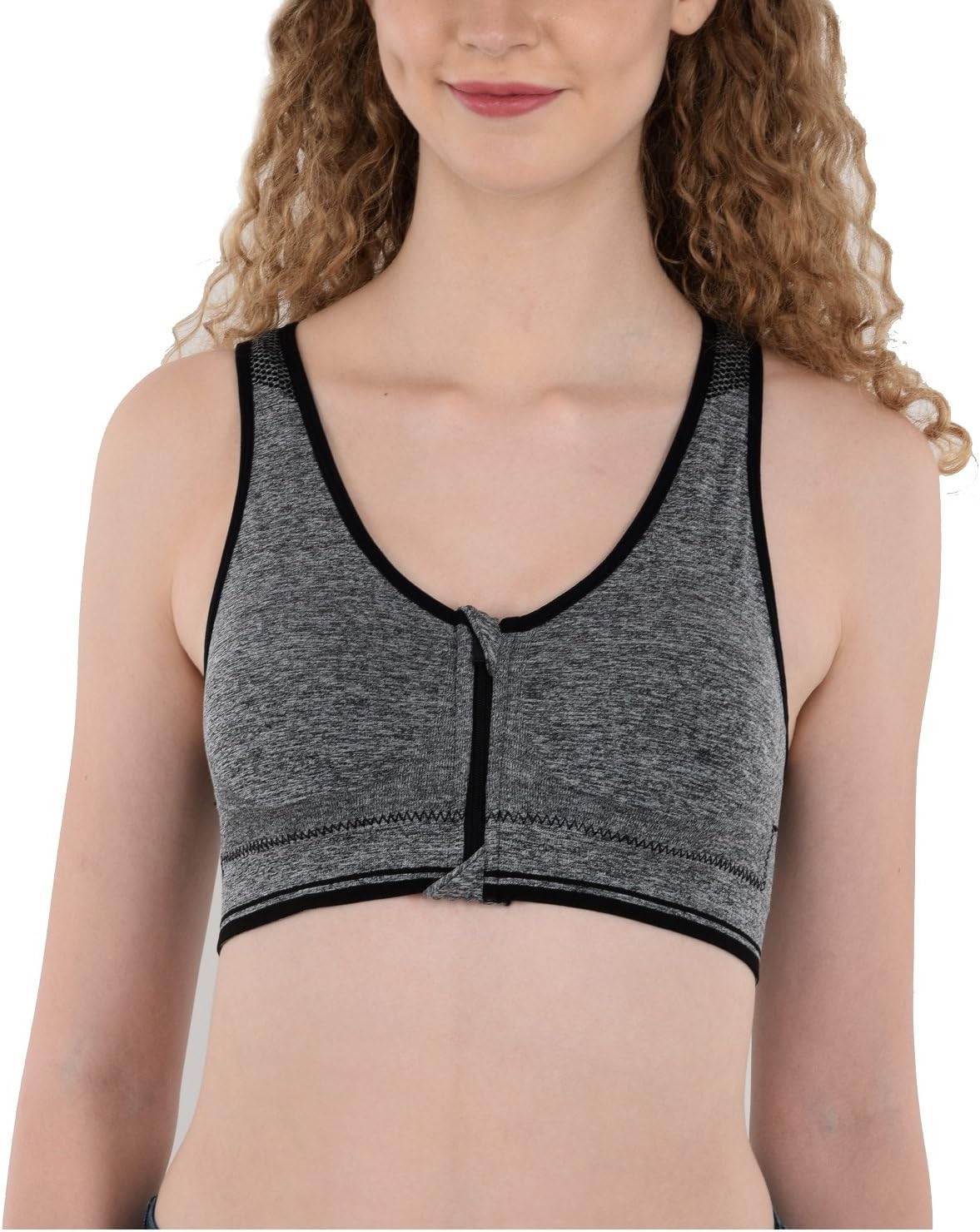 GOLDEN GRIL Golden Girl Front Open Zipper Padded Sports Bra (Airbrapackof02_Black_Free Size)