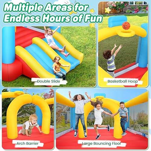 Miniatura 2 de AKEYDIY Casa inflable de rebote para niños, 13 x 12 pies, para niños de 3 a 10 años, casa inflable de obstáculoscasa hinchable con toboganes dobles