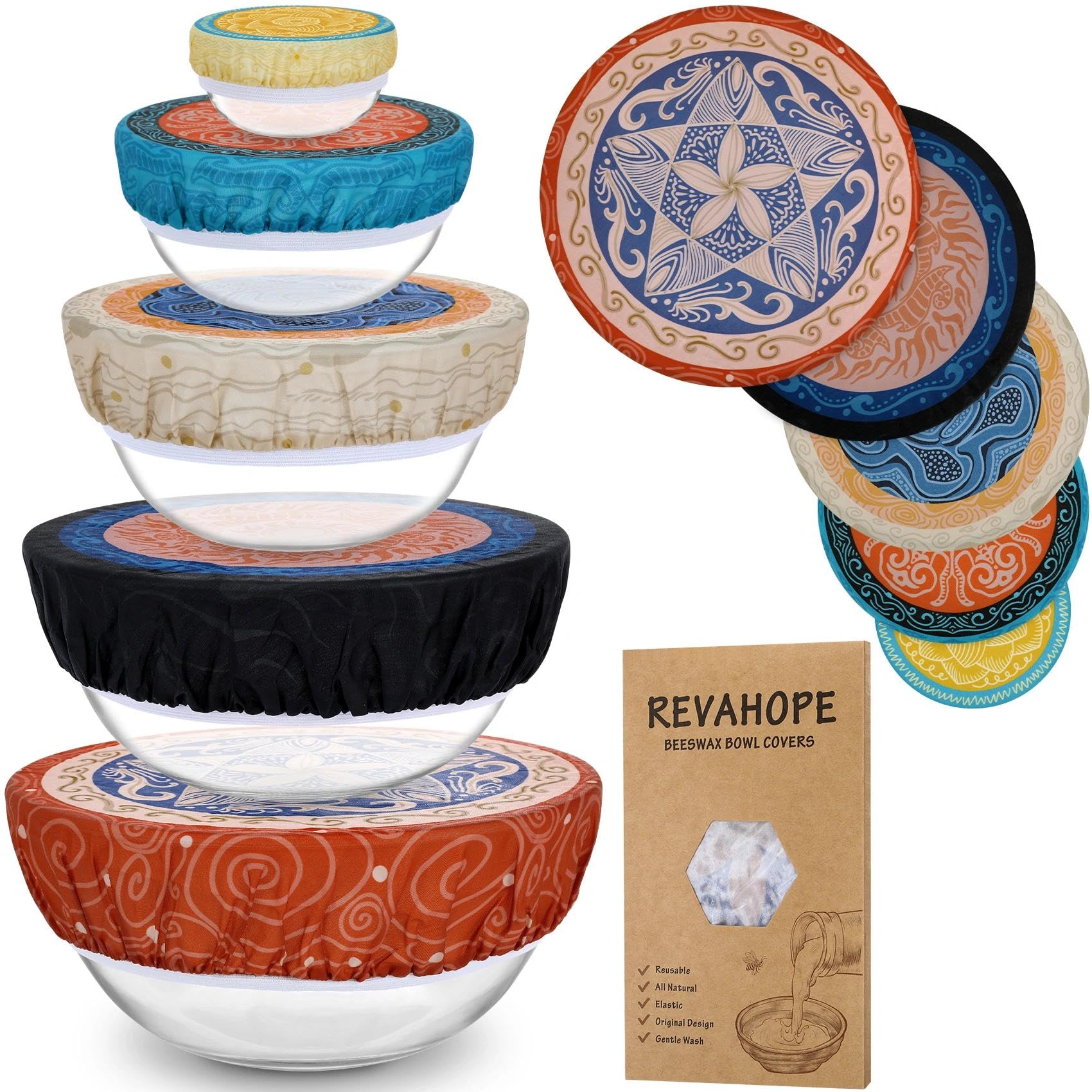 Revahope 5-Size Reusable Beeswax Bowl Covers