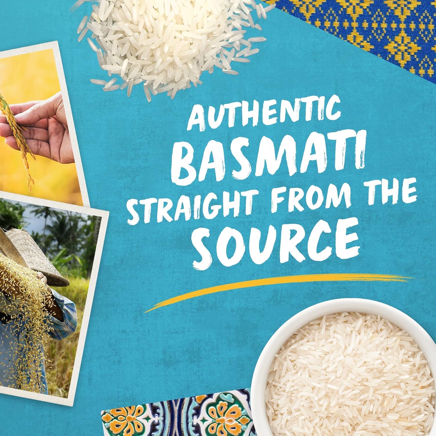 Tilda Pure Original Basmati Reis, 1er Pack (1x22kg) - Langkörniger Premium-Reis aus den Ausläufern des Himalayas, perfekt für orientalische Gerichte und Beilagen with Kajal sticker