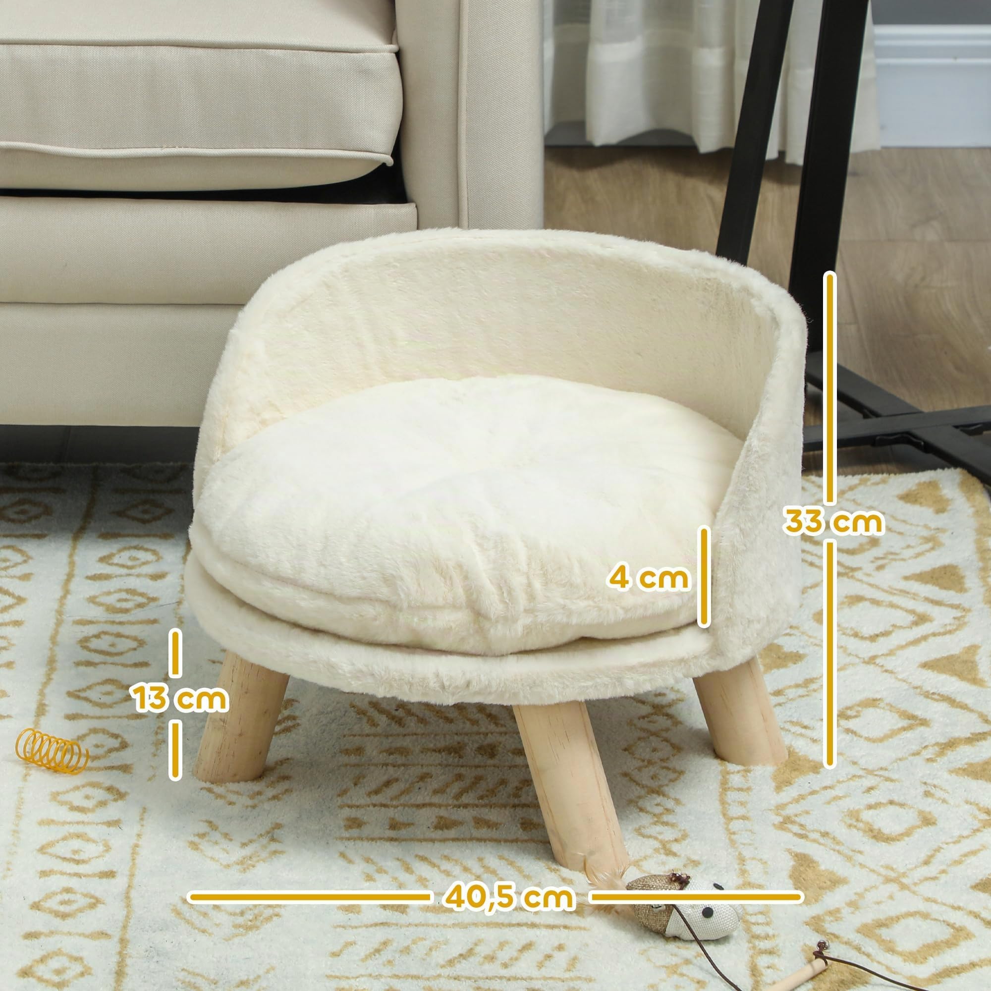 PawHut Canapé Chien Coussin Mini 40.5x40.5x33cm crème Blanc