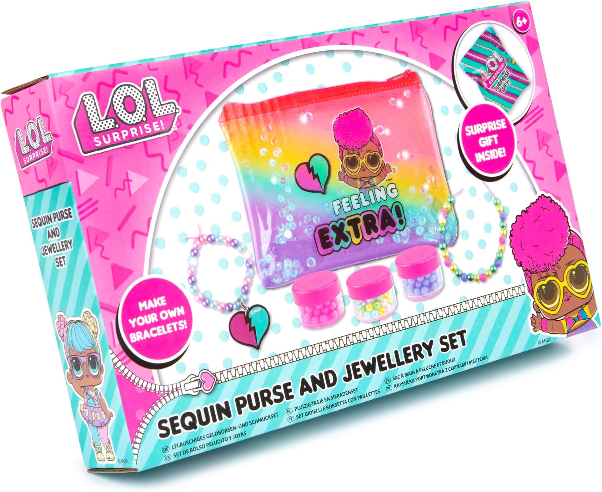 LOL Surprise! Glitter Purse & Jewellery Set for Girls – LOL Make Your Own Jewellery Set Includes LOL Glitter Purse, Beads, LOL Charm and LOL Surprise Bag – Gifts for Girls