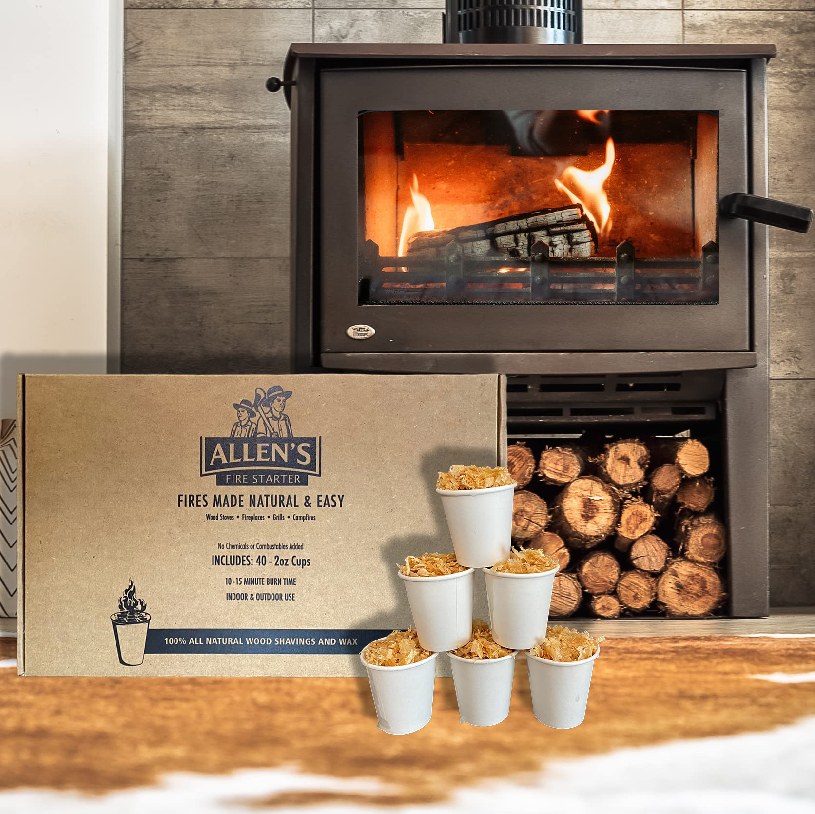 Allen's Fire Starter 2 Oz Cups, Pack of 40 | All-Natural for BBQ, Charcoal,  Campfire, Fireplace, Pellet Stove | Burns 10-15 Minutes | Made in USA (40  Cups) : Amazon.ca: Patio, Lawn u0026 Garden