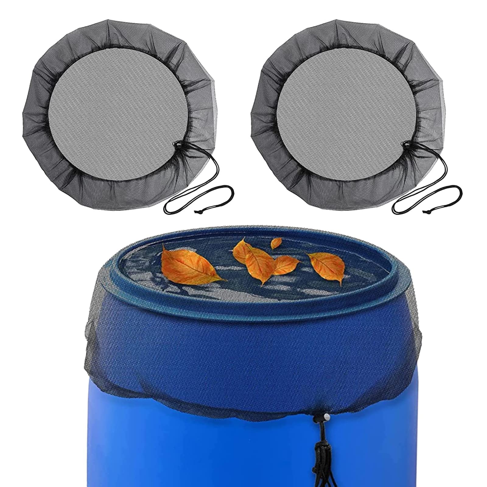 Copertura in rete per barili di pioggia da 1 pz, rete per secchi di raccolta dell'acqua, copertura per rete antipioggia con coulisse regolabile, schermo filtrante Fo  15