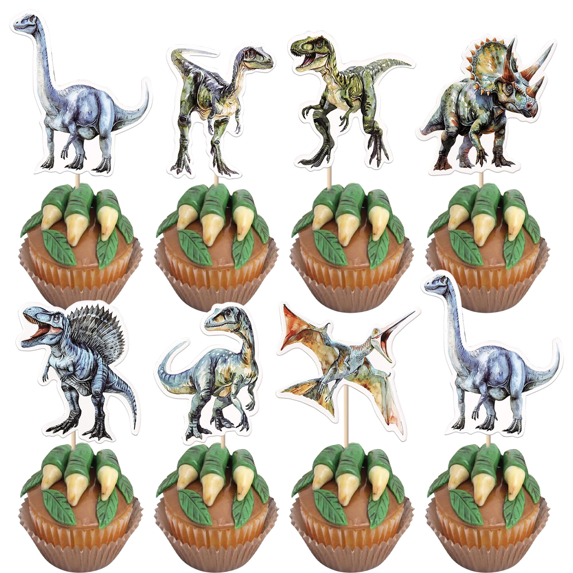 Xsstarmi 42 Pack Dinosaur Cupcake Toppers Pterosaur Tyrannosaurus Ancient Dinosaur Cupcake Picks for Dinosaur Theme Baby Shower Kids Birthday Party Cake Decorations Supplies