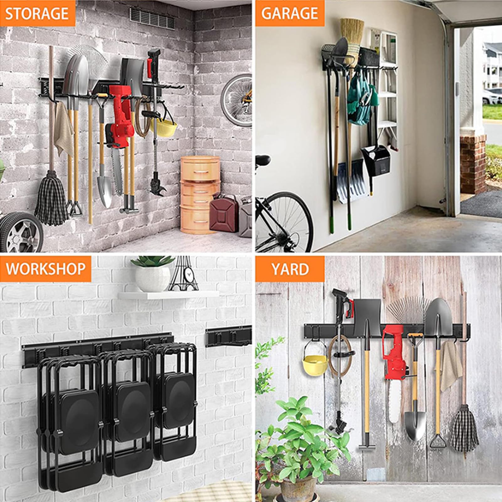 Ganchos plegables de hierro para organización de pared, colgador de herramientas resistente con diseño personalizable, ahorro de espacio, ganchos de pared de metal para organización de equipos