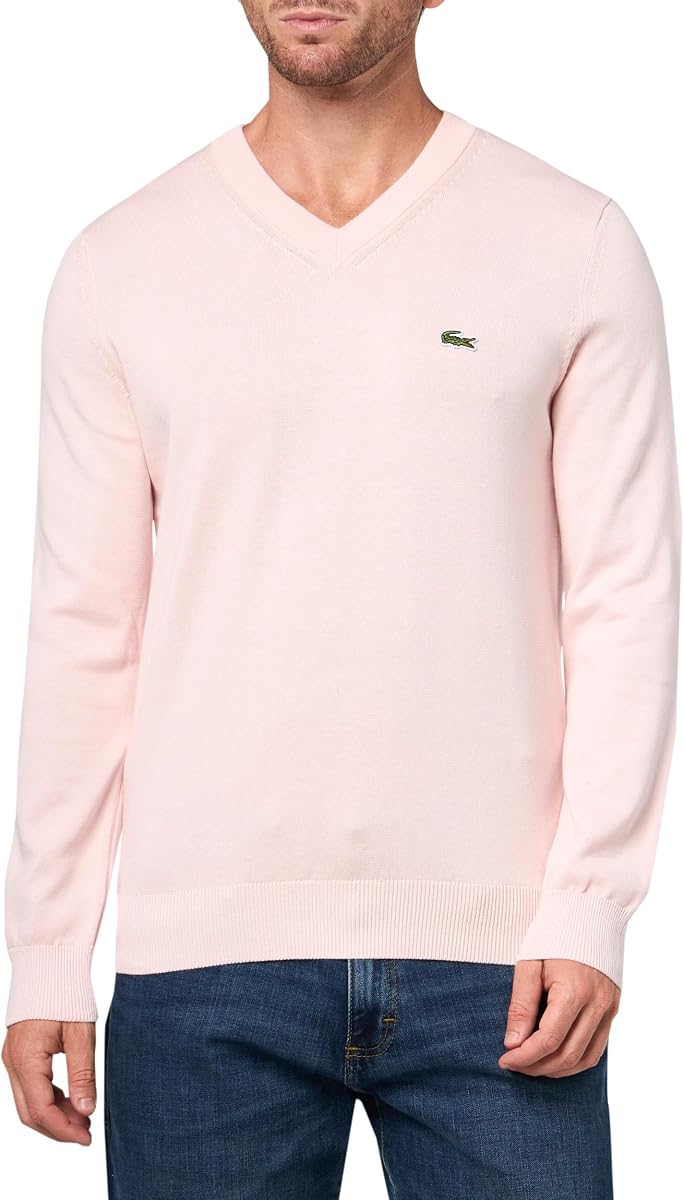 Jersey de hombre monocromático de algodón con cuello de pico