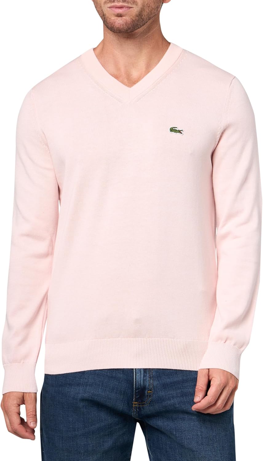 Lacoste Men's Monochrome Cotton V-neck Sweater