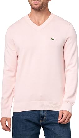 Lacoste Mens Monochrome Cotton V-neck Sweater