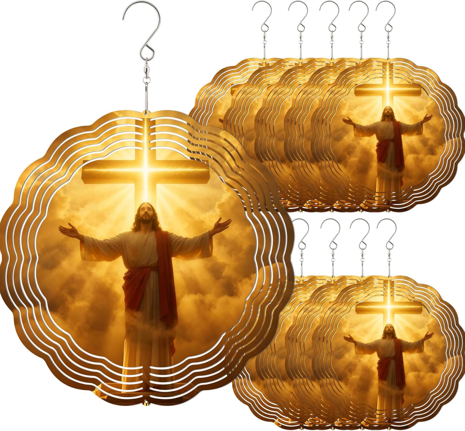 10 Pack Sublimation Wind Spinner Blanks, 8 Inch Sublimation Wind Spinners, 3D Aluminum Metal Hanging Wind Spinner Bulk for Garden Yard Outdoor, Window Porch Decoration for Heat Press Transfer DIY