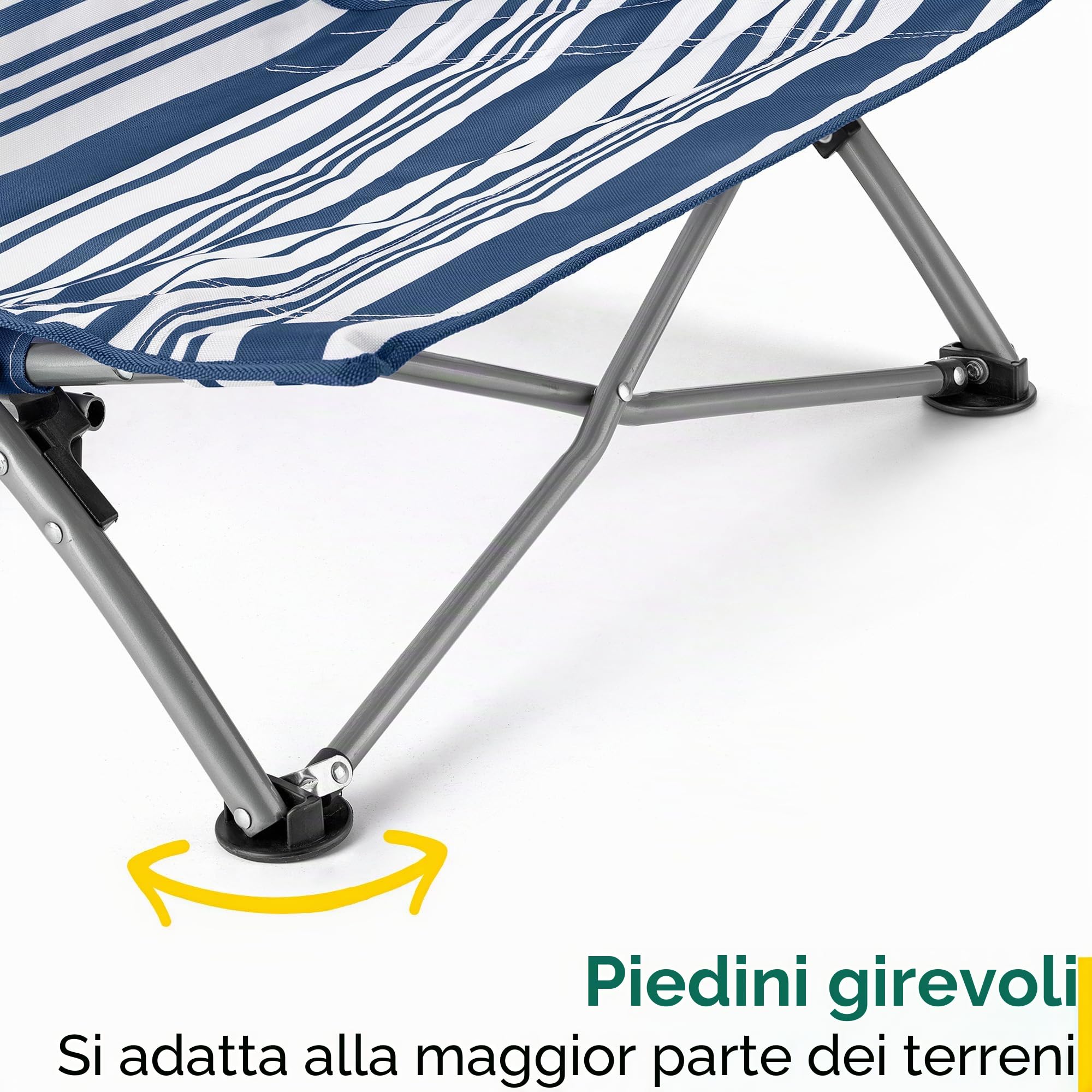 Sdraietta da Spiaggia Bassa Pieghevole Portatile con Piedini Anti Affondamento e Custodia