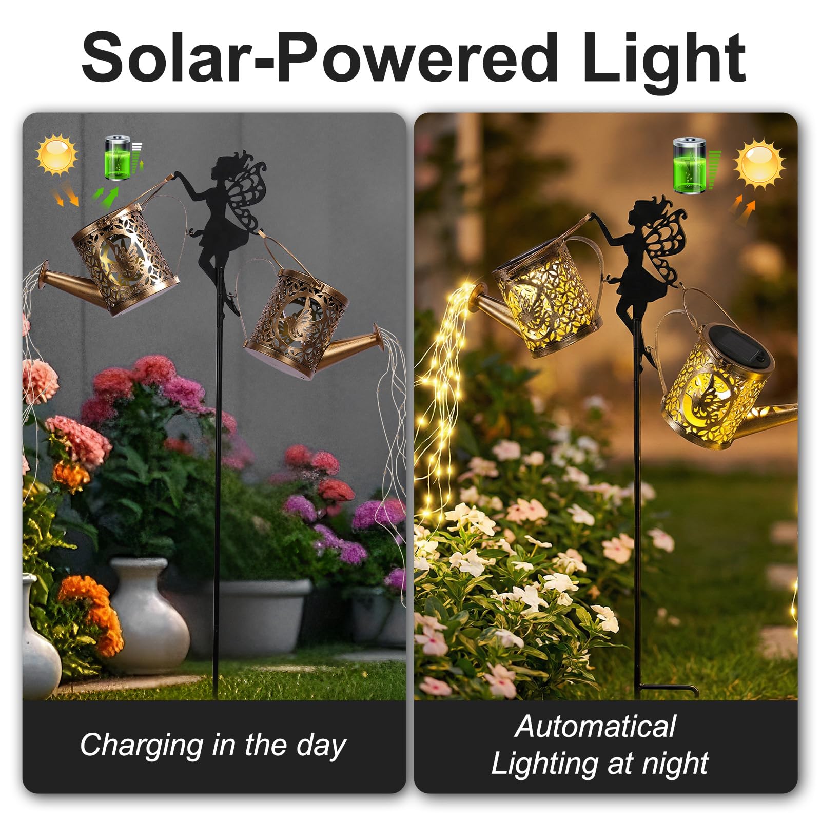趣味 Lightning outdoor ZKLiLi Solar Fairy Hummingbird Watering Can Lights Outdoor, IP65