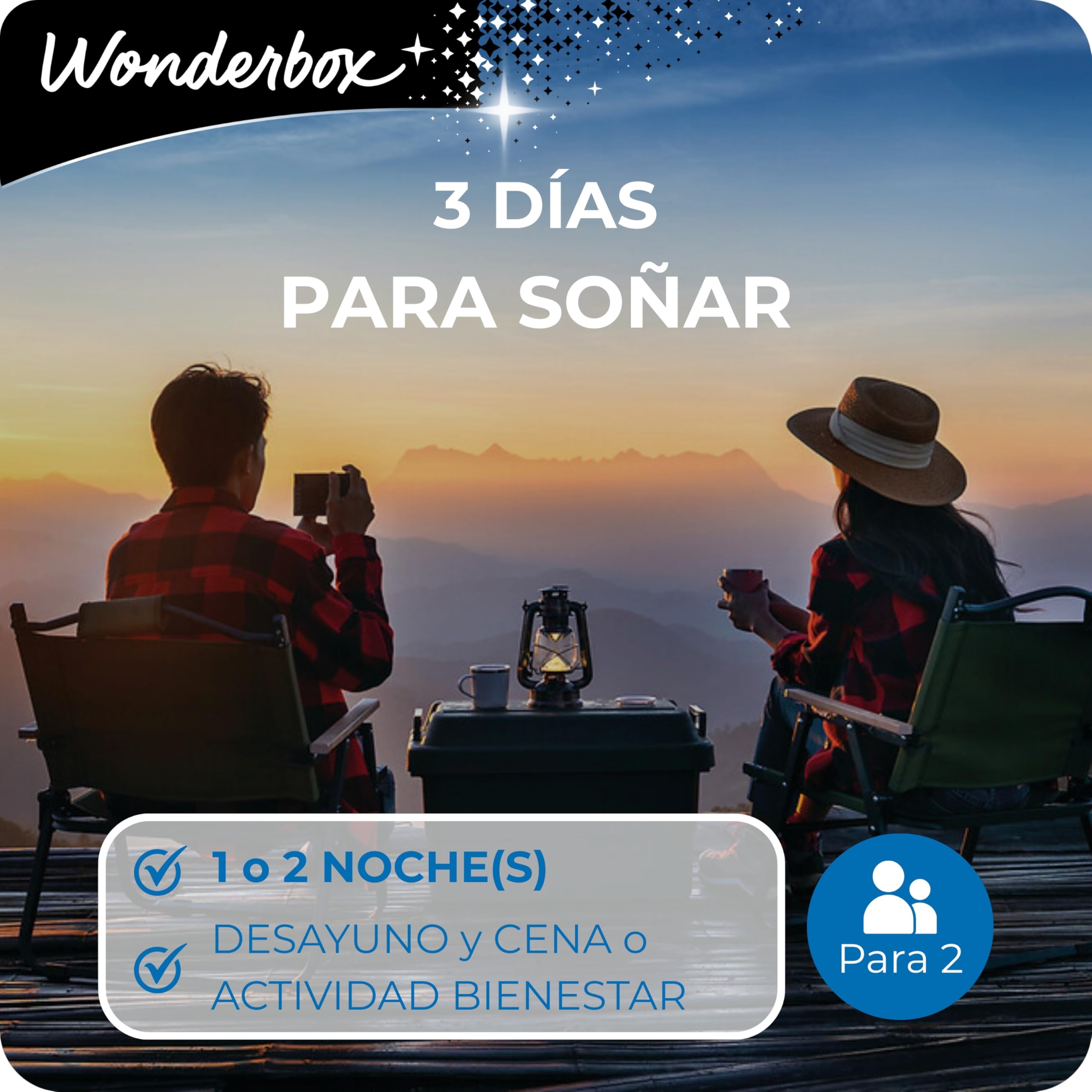 WONDERBOX Caja Regalo - TRES DÍAS PARA SOÑAR - 1.700 hoteles para dos personas | 2 noches con desayunos - Más de 1000 estancias - Hoteles de 5*, palacios, hoteles boutique, resorts