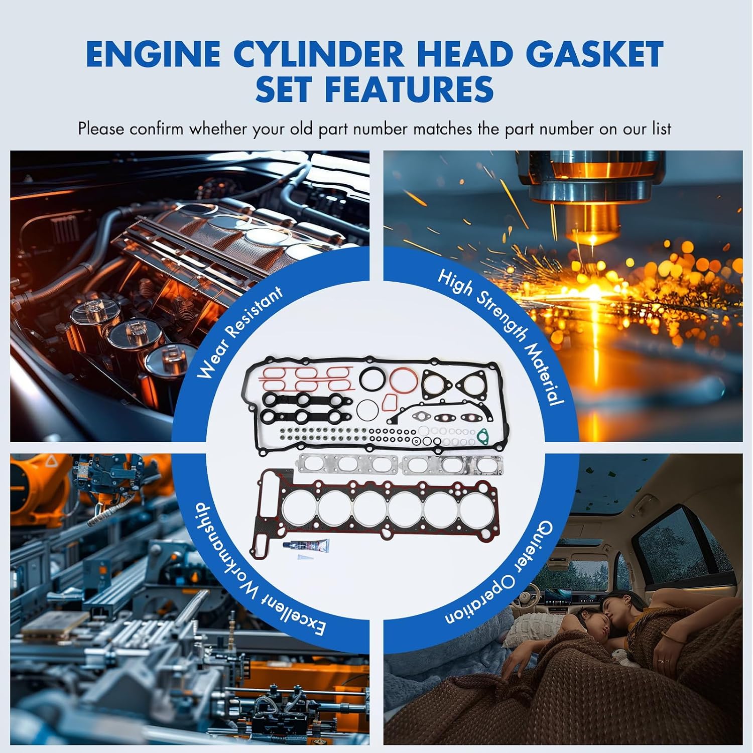 Head Gasket Set Kit Fit for BMW 323i 2.5L Replace HS26245PT-1,11121427826