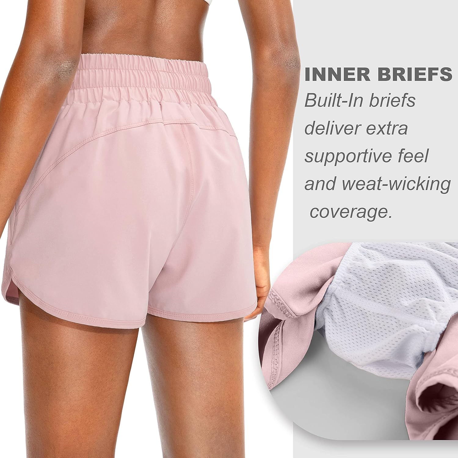 SANTINY Women's Running Shorts with Zip Pockets High Waisted Athletic Workout Gym Shorts for Women with Liner - Image 5