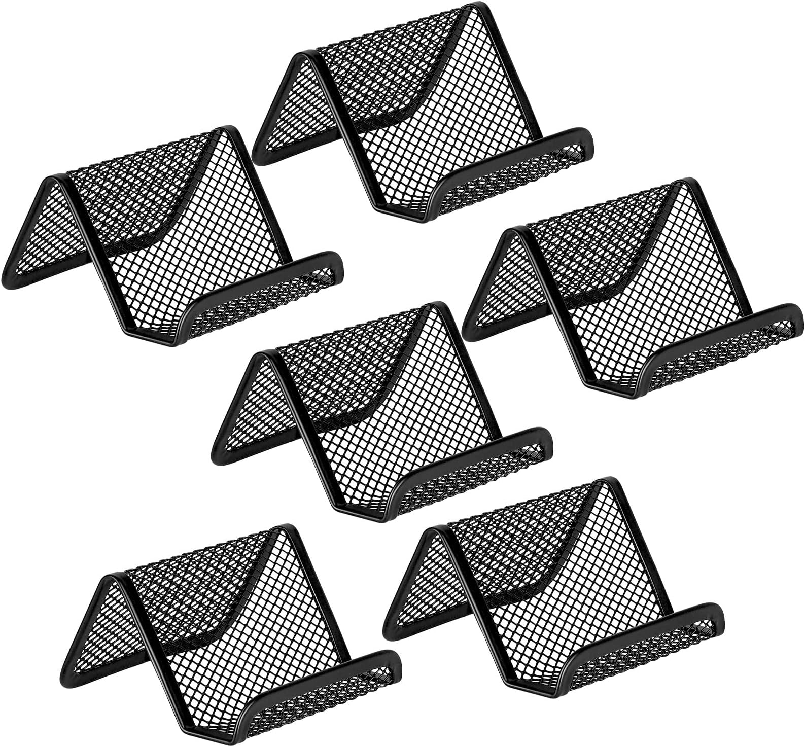 Business Card Holder for Desk, Office Desktop Business Card Display Holder, Mesh Business Card Holder, Desk Accessories for Women and Men,Black ( 6 Pack )
