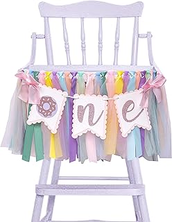 Donut High Chair Banner - Donut Grow Up Tutu for Girls 1st Birthday Party Decorations,First Birthday HighChair Banner,Pink Donut Party Decor,Sweet One Donut Party (Donut lace ribbon pink Br)
