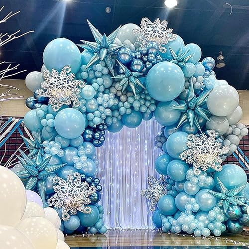 Miniatura 6 de Globos azules y blancos, kit de 50 globos de confeti azul y blanco de 12 pulgadas, globos de látex azul cromado metálico para cumpleaños, baby