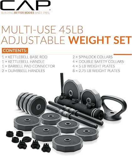 Miniatura 2 de CAP Barbell Juego de pesas ajustables multiusos mancuernas versátiles, mancuernas y pesas rusas para entrenamientos de cuerpo completo Opciones de