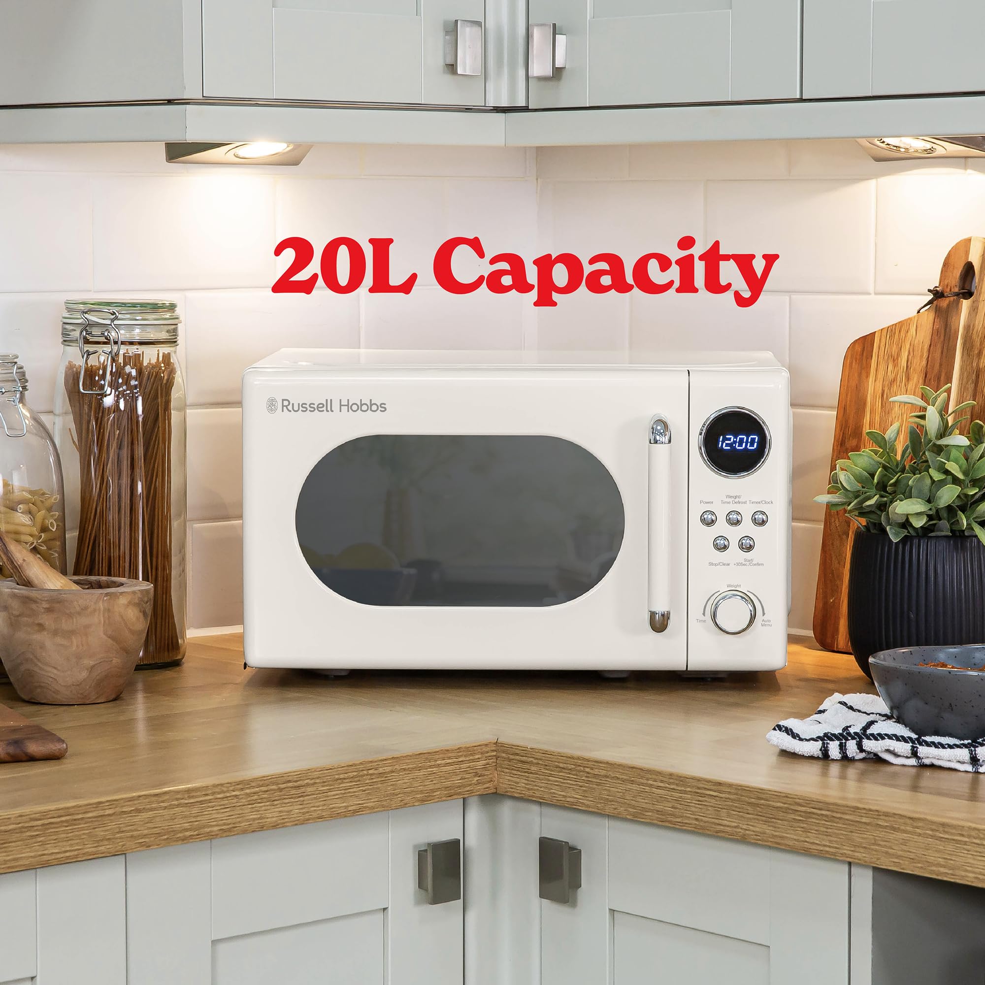 Russell Hobbs RHM2044C Retro 20 Litre Cream Digital Microwave, 800W, Mirror Finish, 8 Auto Cook Settings, 5 Power Levels — view 5