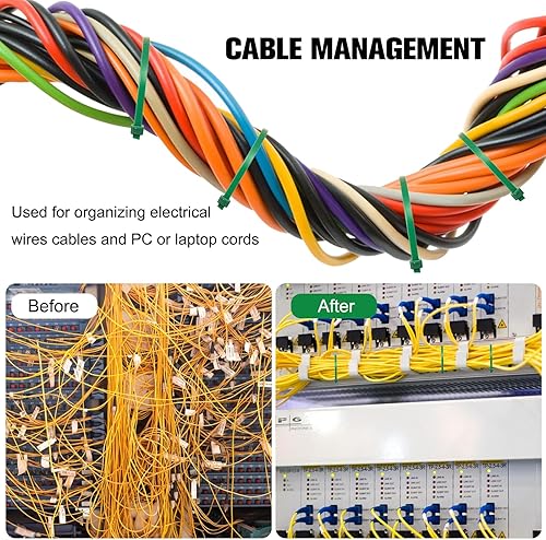 Miniatura 2 de 200 bridas de nailon de 8 pulgadas, color verde, multiuso, autobloqueo, bridas de plástico ultra fuertes con resistencia a la tracción de 40 libras
