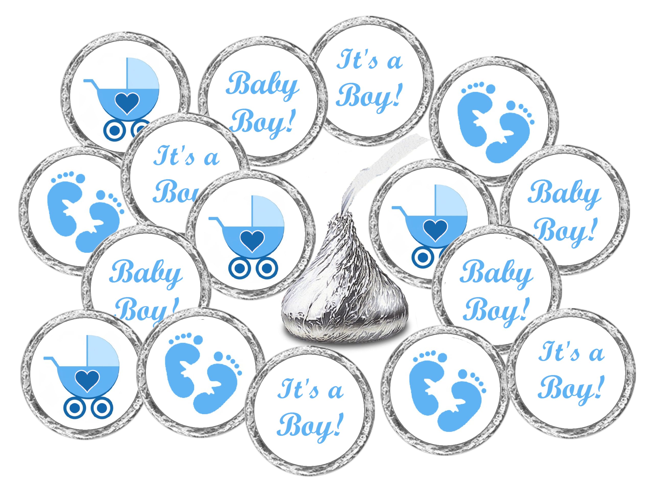 324 Blue Its a Boy Baby Shower Favors Stickers for Baby Shower Or Sprinkle Party Decorations, Chocolate Drop Stickers, Blue Favors Labels, Its a Boy Kisses. Tags, Candies Wrappers, Made in USA