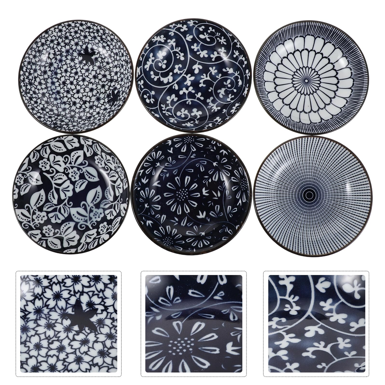 Assiette à Sauce en Céramique Ronde Japonaise, Lot de 6 Pièces