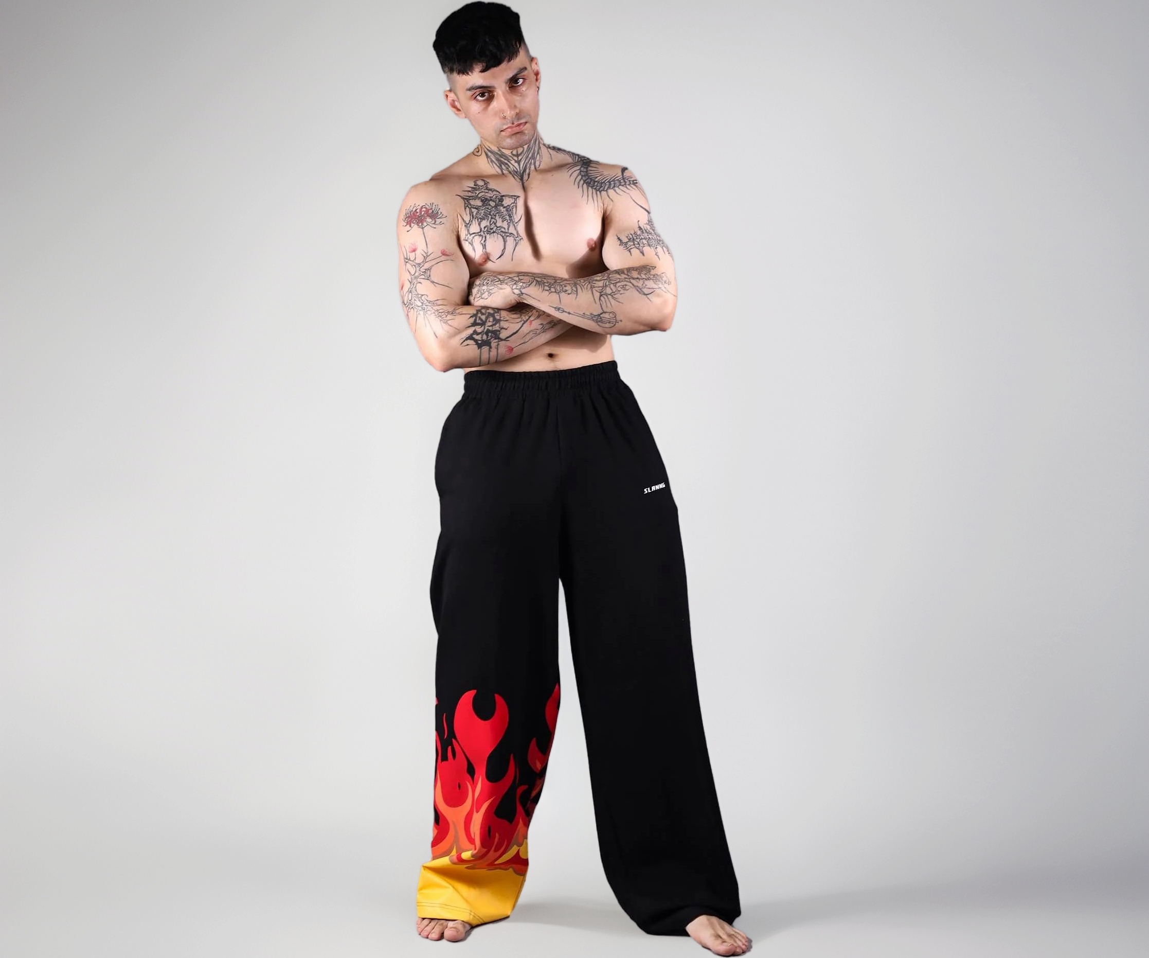 Buy Flame Print Wide Leg Pants for Men | Oversized Gothic