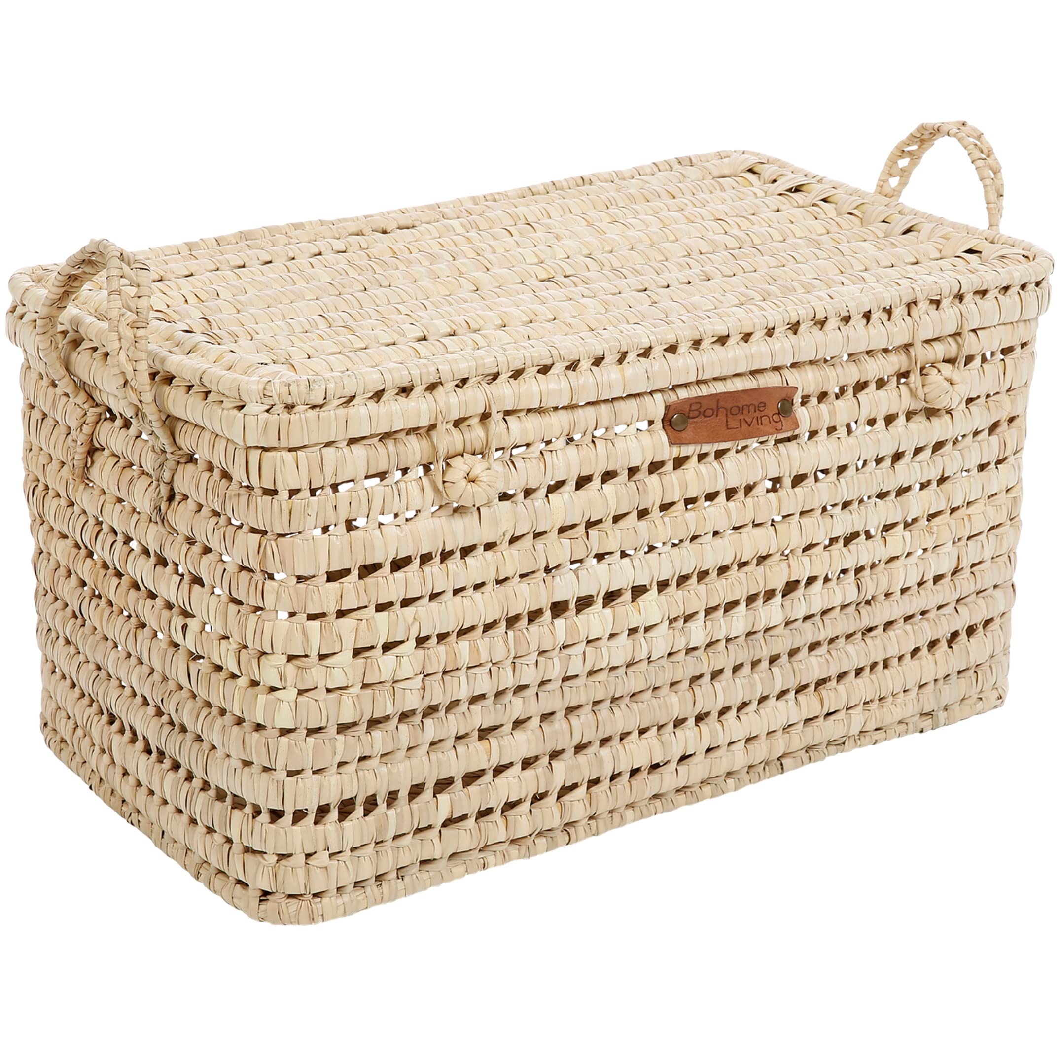 coffre de rangement en osier tressé