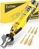 EzzDoo Electric Cordless Chainsaw Sharpener Kit - Portable 12V Chain Saw Sharpener Tool with 6 Titanium-Coated Diamond Bits(Wheels) & Angle Guide - Easy to Use for All Chainsaw Chains.
