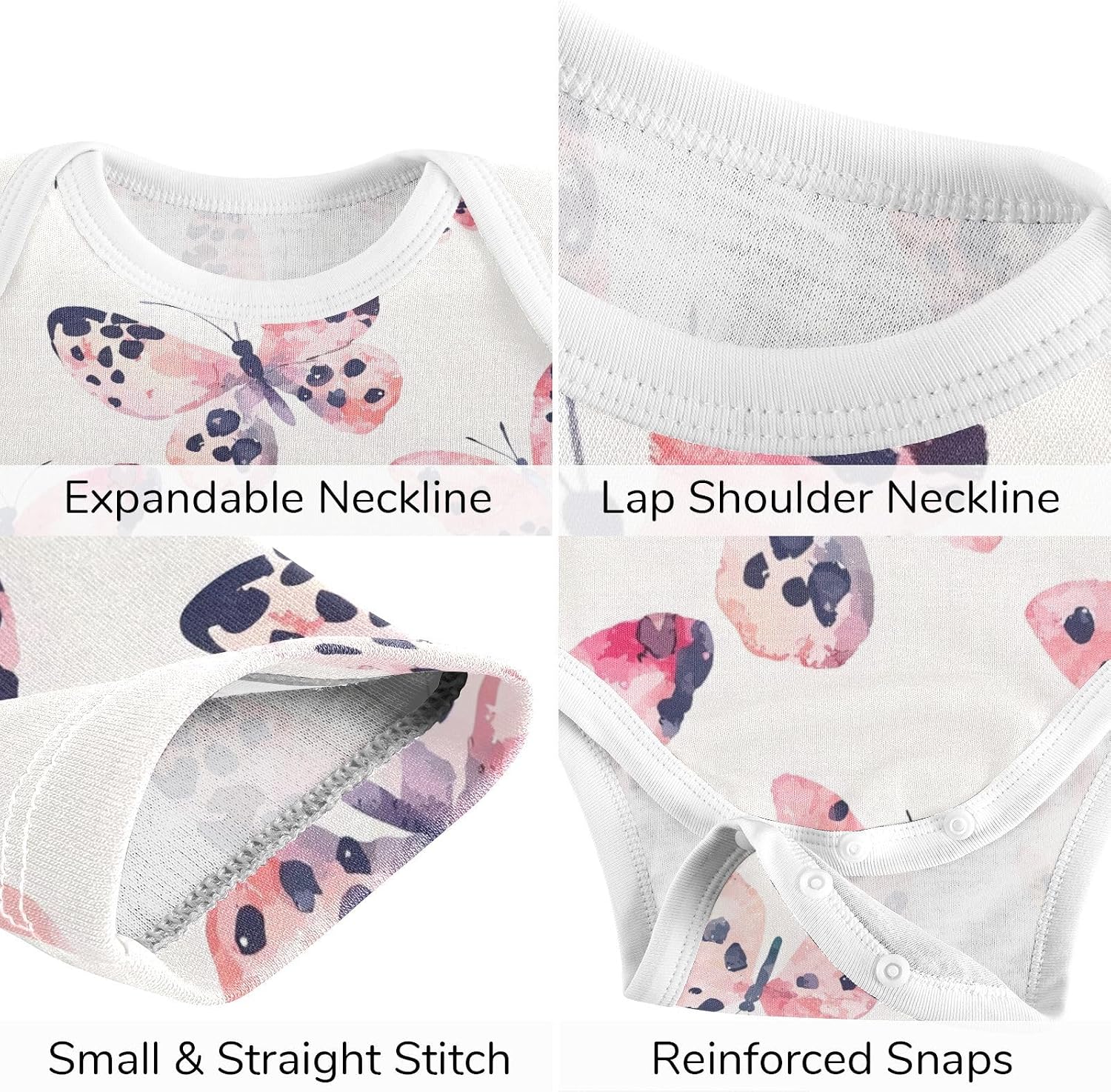 vvfelixl Baby Clothes Pink Leopard Butterfly Baby Bodysuits Set Unisex Short Sleeve Babys Pants Sets 0-3M