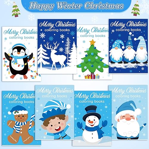 Miniatura 3 de Faccito 24 piezas de libros para colorear de escena de invierno, paquete de libros para colorear de invierno a granel, muñeco de nieve, pan de