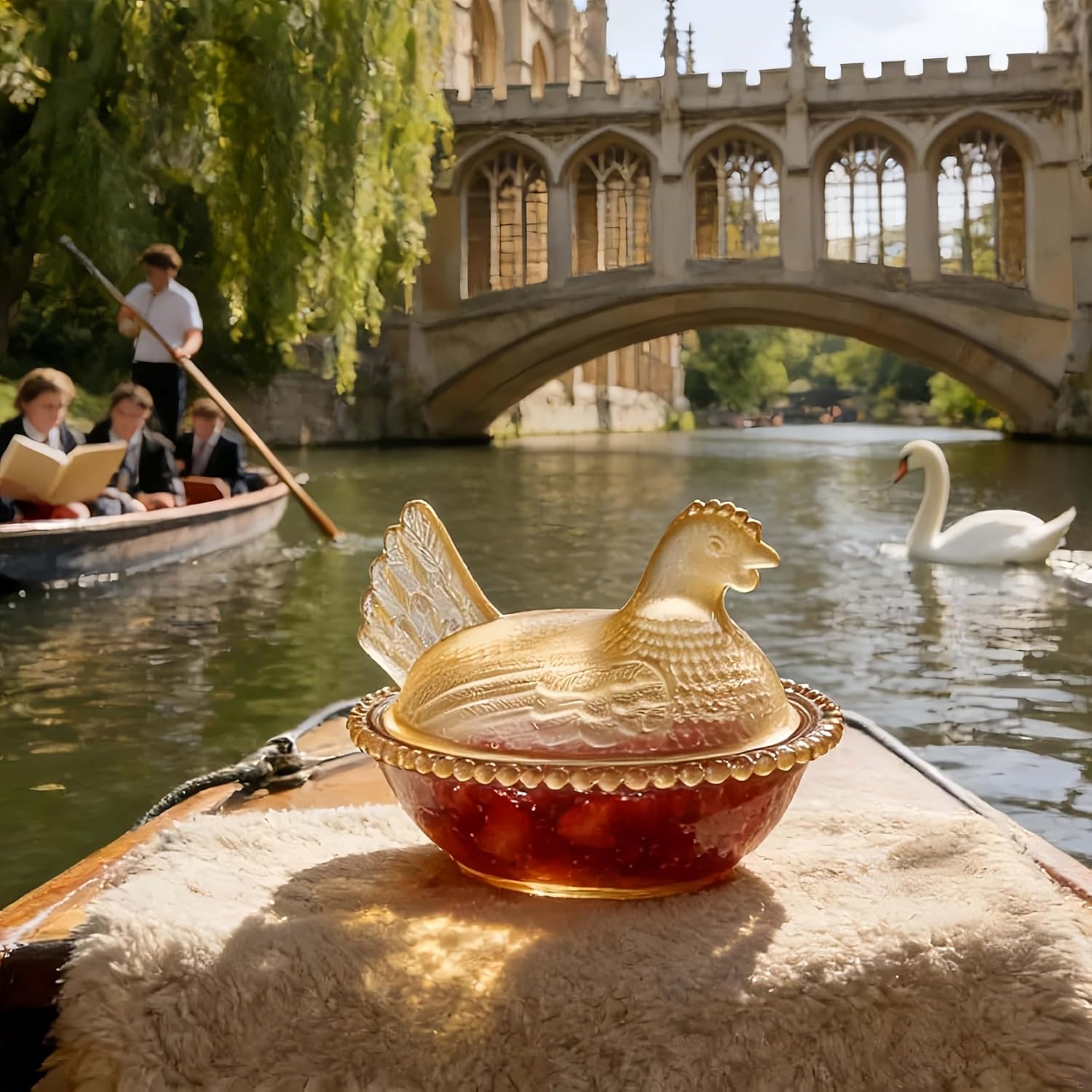 Chicken Shaped Crystal Glass Candy Dish with Lid- Crystal Snack Bowl for Dessert, Candy, Nuts | Home Kitchen, Office Desk, Tabletop Decor (Clear) - Image 3