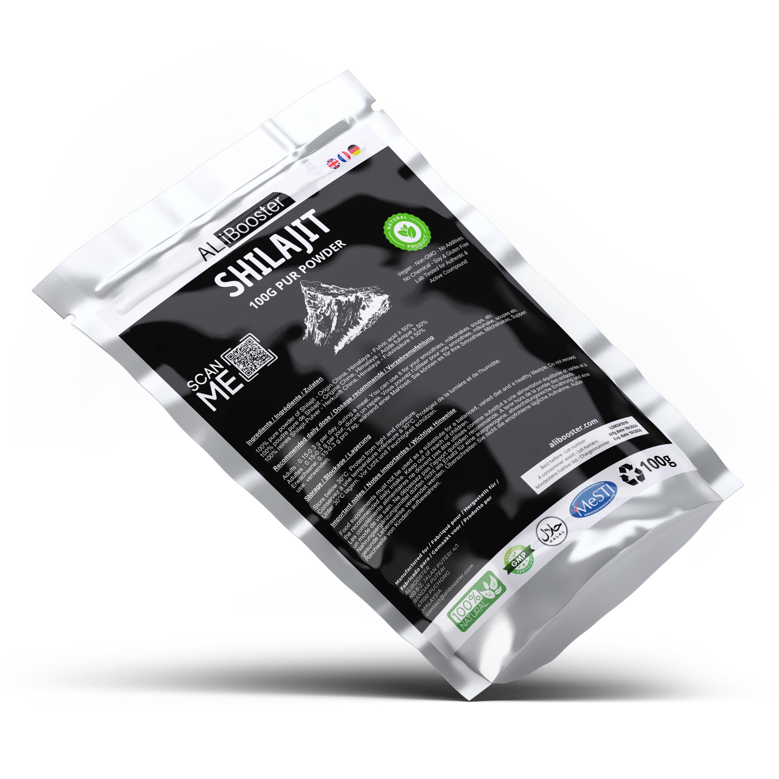 Shilajit - Polvo 100g puro 100% natural sin aditivos - Para sopas, batidos, café, bebidas, repostería