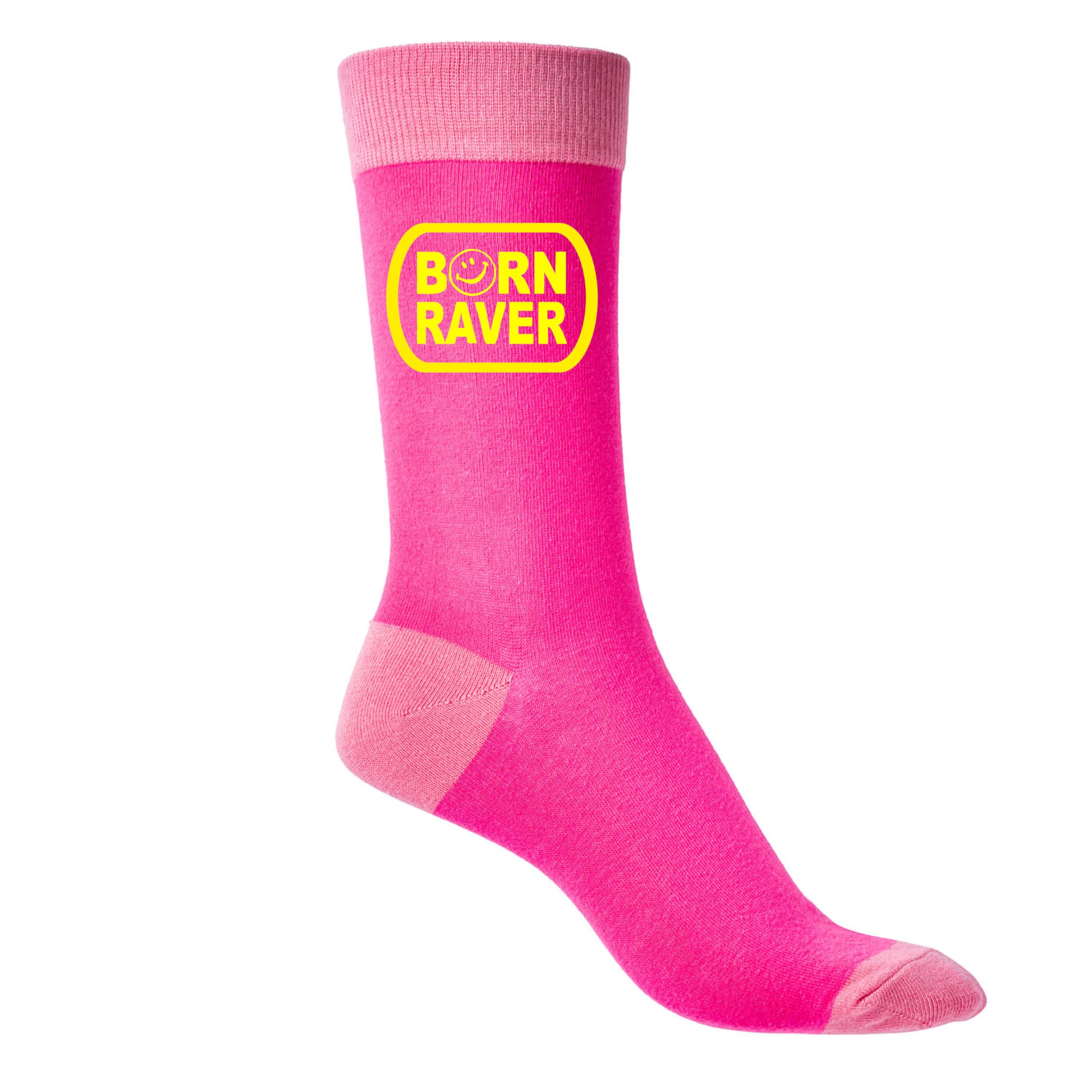 Print4U Born Raver Ladies Pink Socks Funny Joke Dance Gift