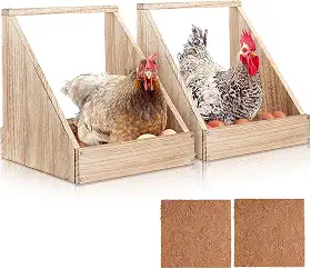 Chewoof Pacote com 2 caixas de ninho de frango, galinheiro de madeira, acessórios para galinheiros, caixa de ninho de galinha para fazenda de aves, caixas de nidificação de aves com almofadas de caixa