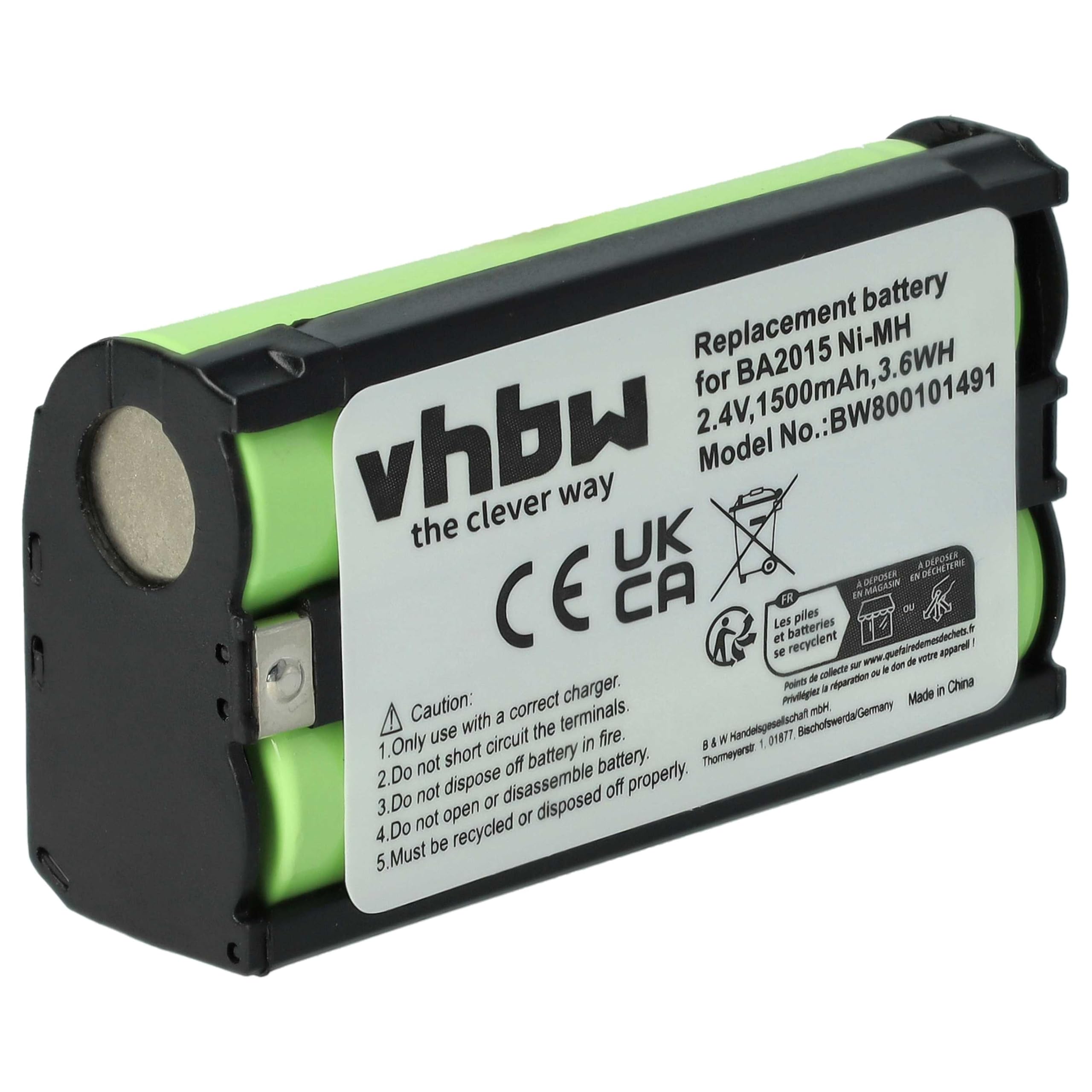 vhbw Batterie Remplacement pour Sennheiser BA2015 BA-2015 Micro 1500mAh 2,4V NiMH