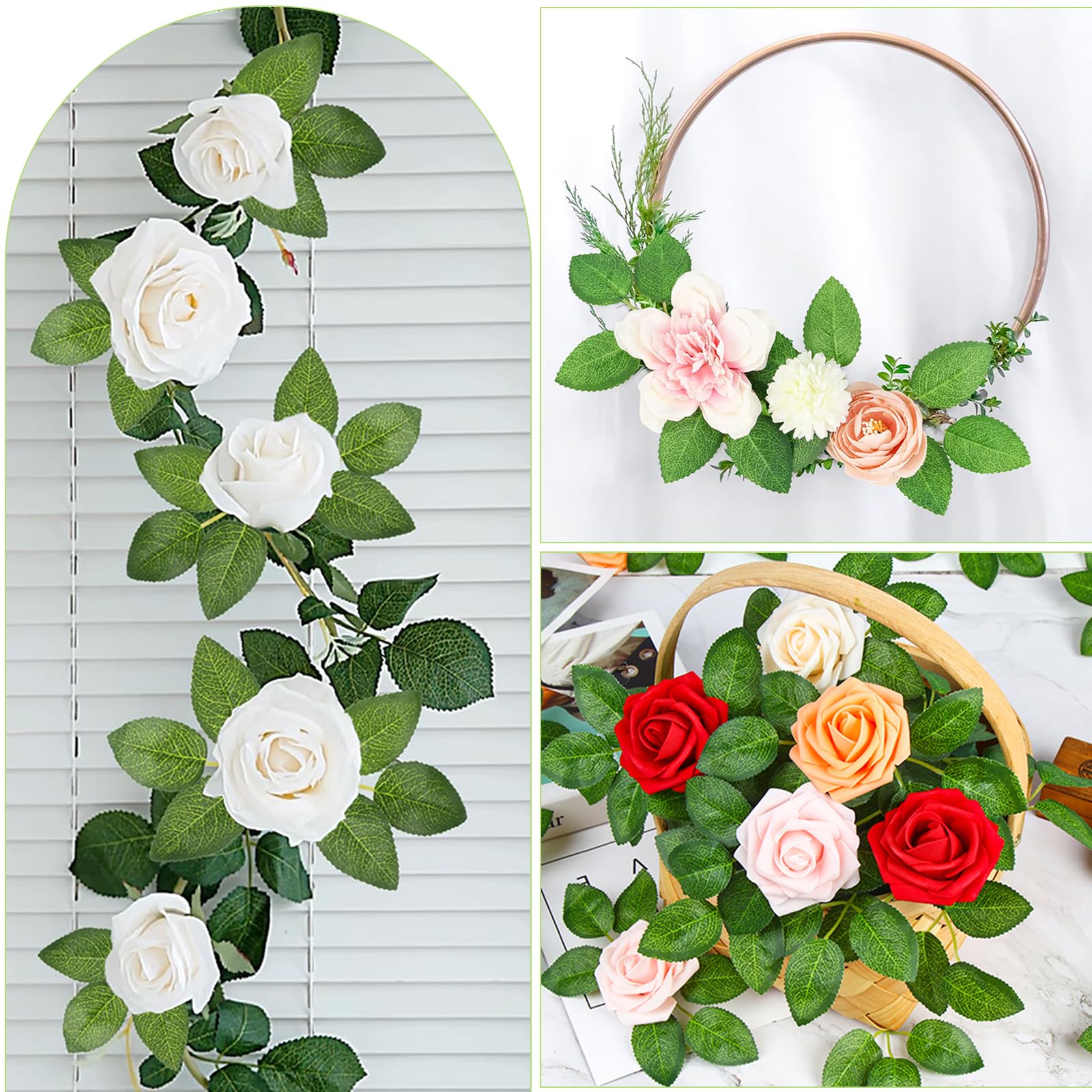 60 Feuilles Artificielles De Rose Vertes - Fausse Feuille Pour Décoration Mariage Et Bricolage