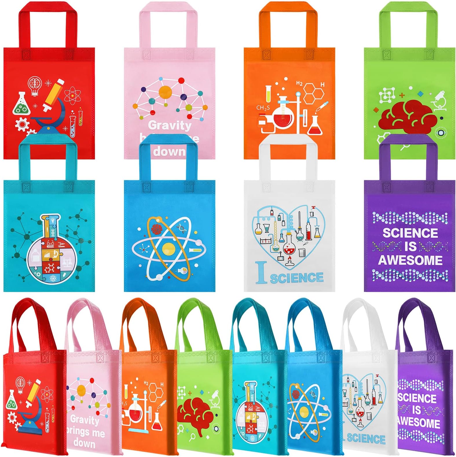 Ferraycle 24 Pcs Science Party Favor Bags Party Decorations for Lab Week 2026 Laboratory Supplies Books, Stationery Goodie Gift Treat Bag(Blue,Science Style)