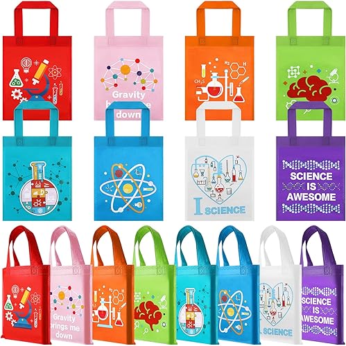Ferraycle 24 bolsas de recuerdo de fiesta de ciencia para camiones, bolsas de regalo de regalo, no tejidas, decoraciones de fiesta de cumpleaños