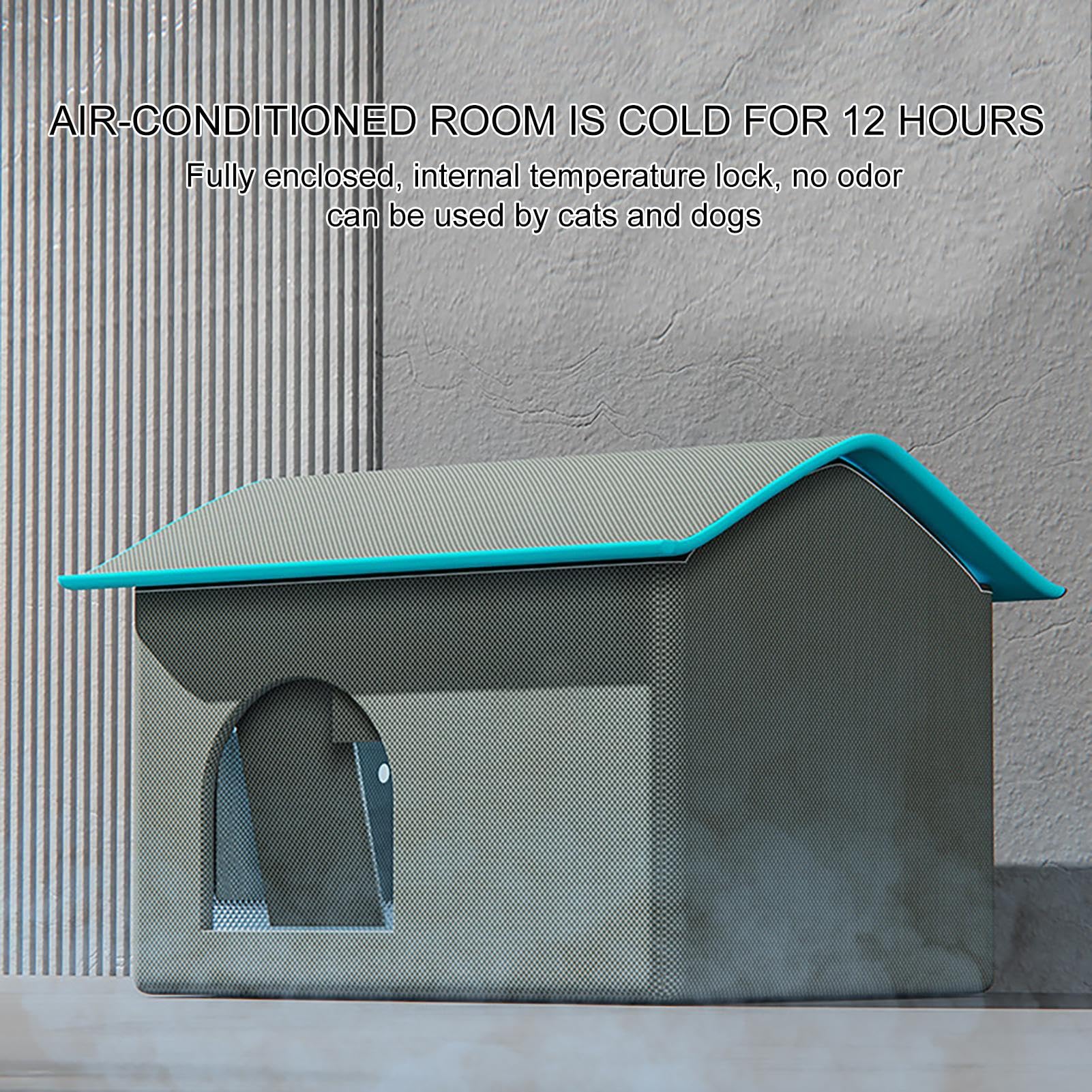Refugio de refrigeración para perros, casa de enfriamiento de animales | cabina de aire acondicionado para gatos | Aire acondicionado interior y exterior, cueva para cachorros con 8 bolsas de hielo