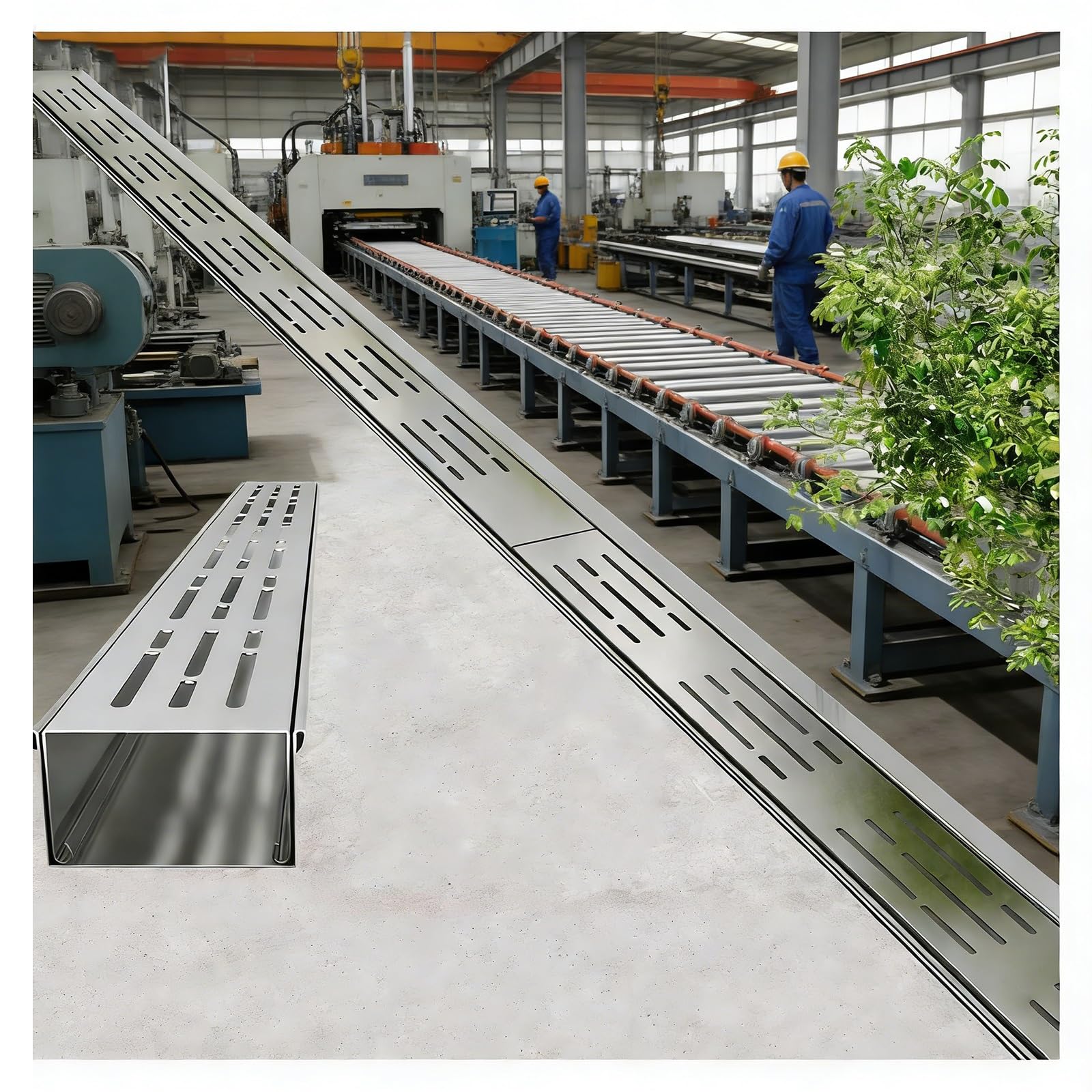 GLDYTVF Stainless Steel Linear Drain Grate Shower Drain Outdoor Channel Drainage for Concrete Pavers Patios Sidewalks (H5*W7CM/H1.96*W2.75IN)