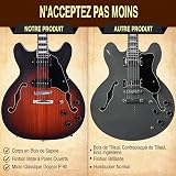 Pyle Guitare Electrique à Corps Semi-creux - Guitare- Kit Instrument Jazz Taille Complète de 106,2 cm avec Housse de Transport, Finition Mate et Sunburst - 2