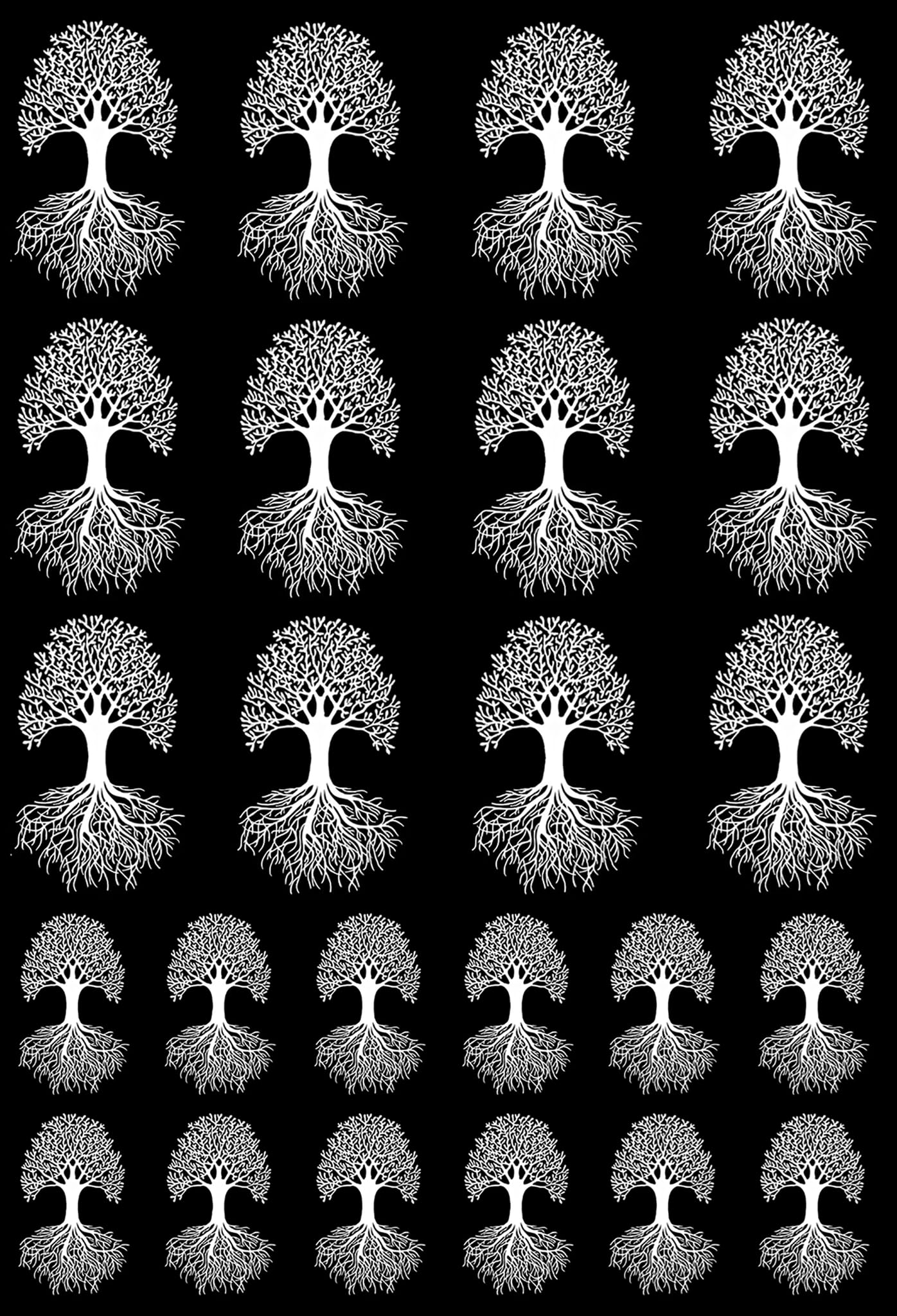Tree of Life 24 pcs White Fused Glass Decals