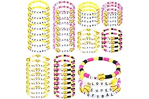 48pcs Softball Party Favors for Girls, Sports Charm Bracelets, Softball Player Gifts