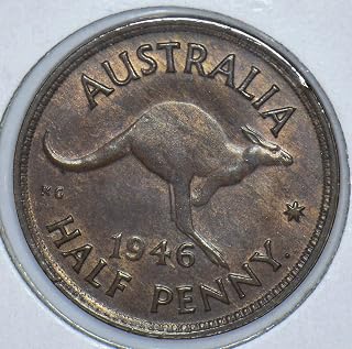 Collectible Coin Australia 1946 1/2 Penny Kangaroo animal 150426
